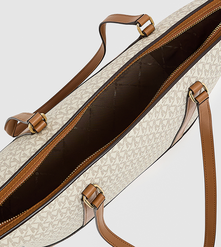 Monogram Patterned Zip Tote Bag