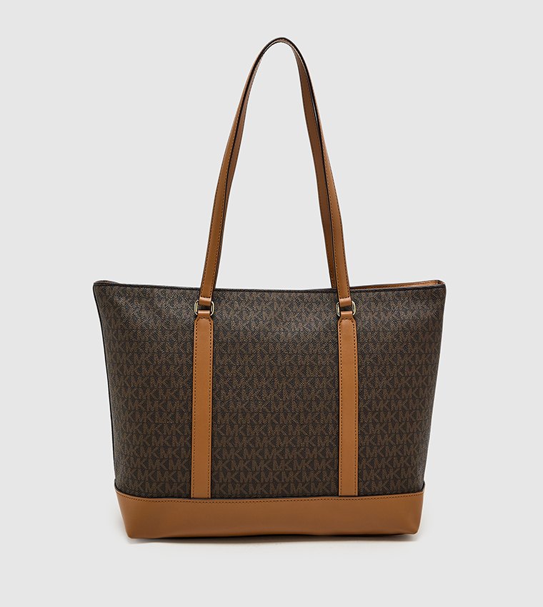 Monogram Patterned Zip Tote Bag