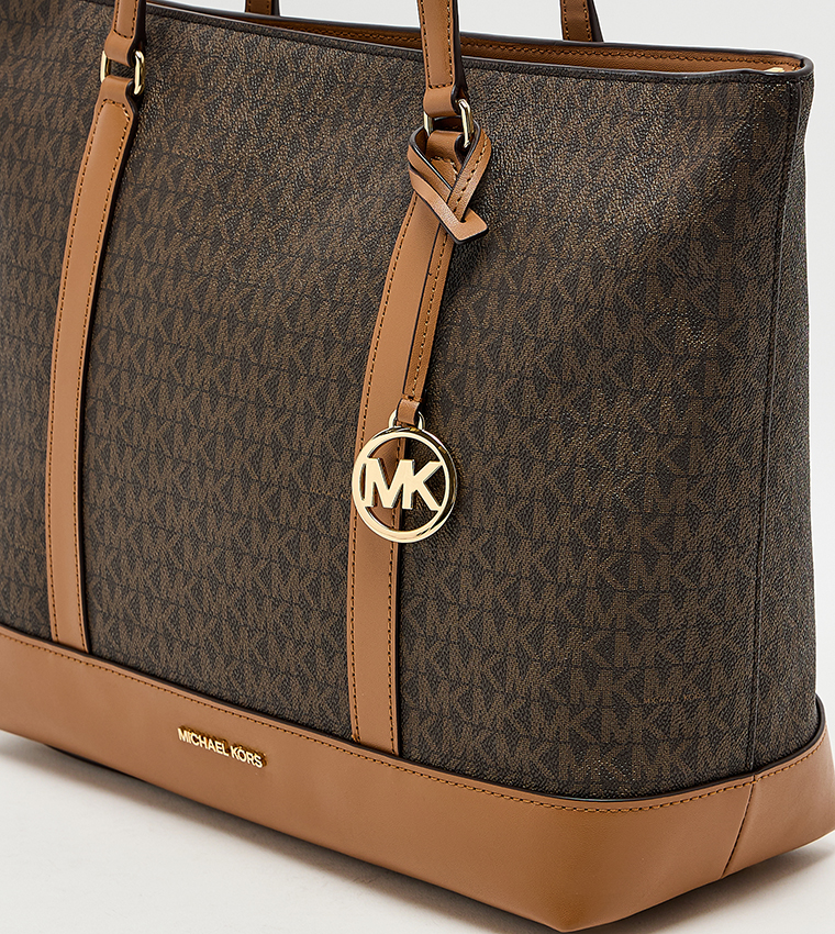 Monogram Patterned Zip Tote Bag