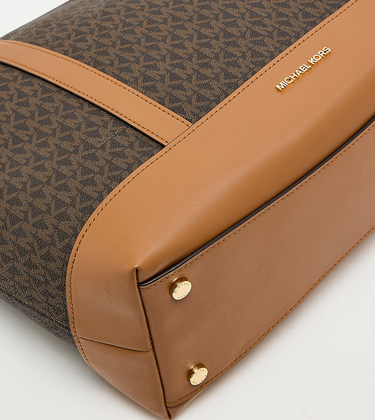 Monogram Patterned Zip Tote Bag