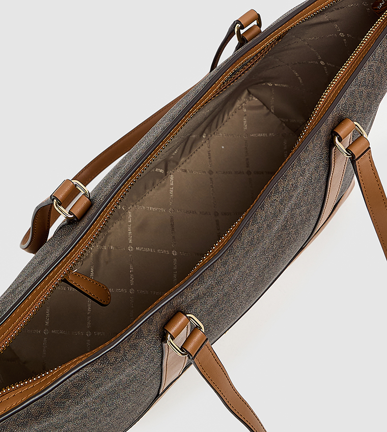 Monogram Patterned Zip Tote Bag
