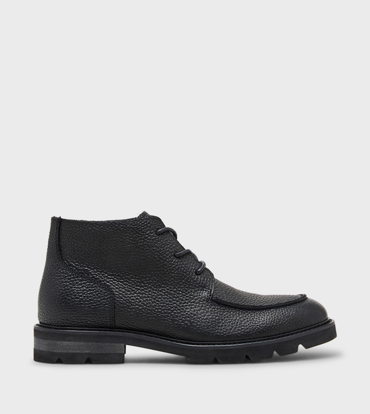GRYFFIN Textured Lace-Up Boots