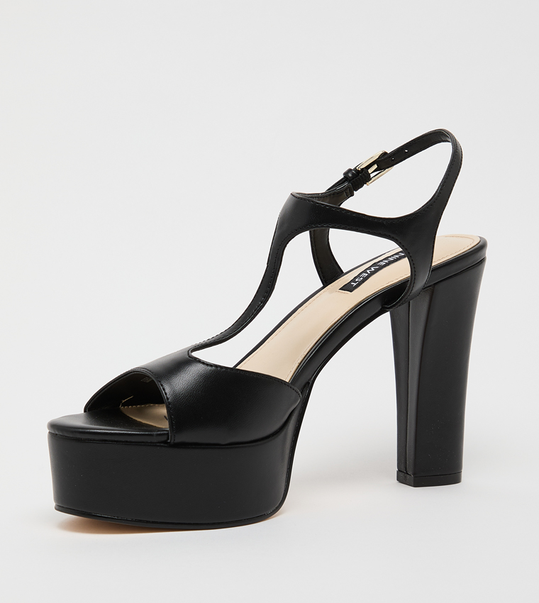 NAINI Peep Toe Ankle Loop Platform Heel Sandals