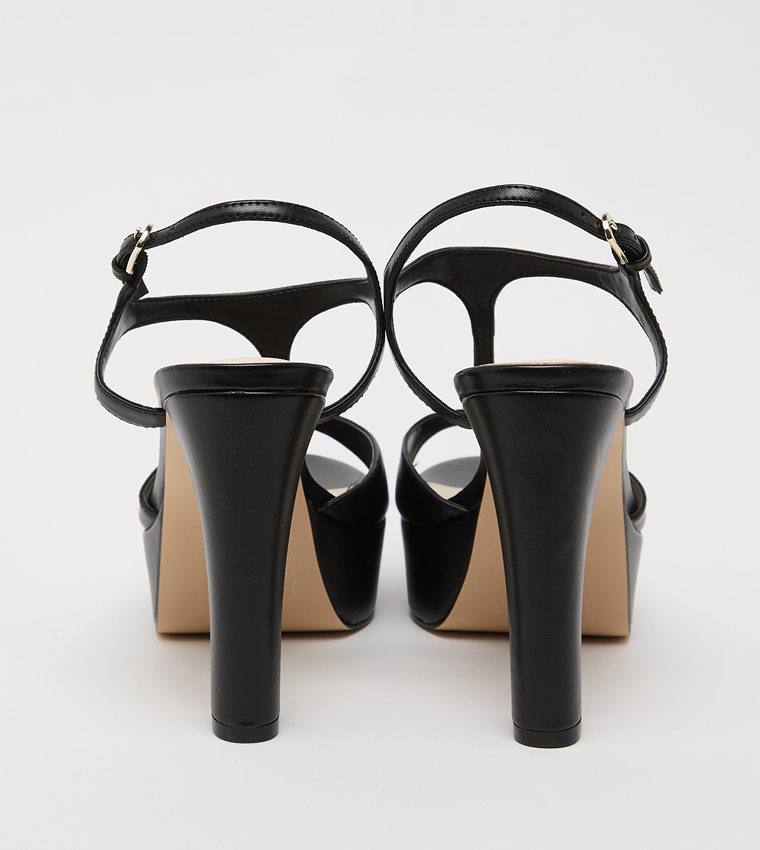 NAINI Peep Toe Ankle Loop Platform Heel Sandals