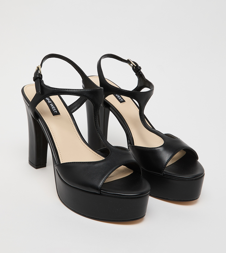 NAINI Peep Toe Ankle Loop Platform Heel Sandals