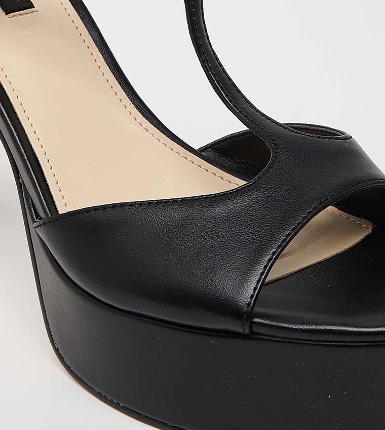 NAINI Peep Toe Ankle Loop Platform Heel Sandals