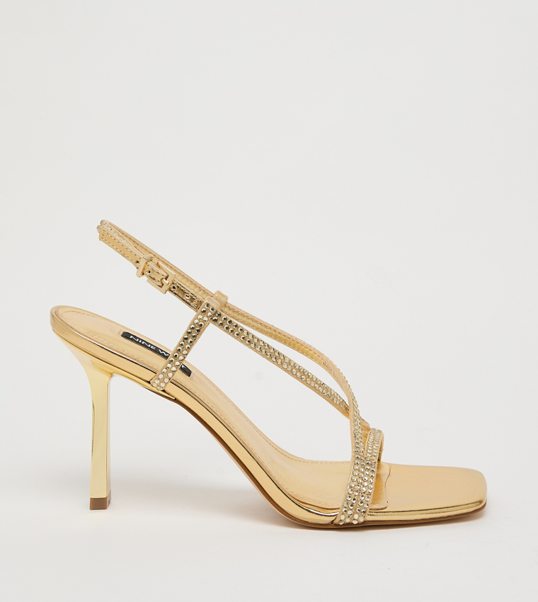 VALLAN Embellished Slingback Heeled Sandals