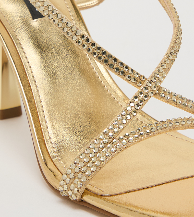 VALLAN Embellished Slingback Heeled Sandals