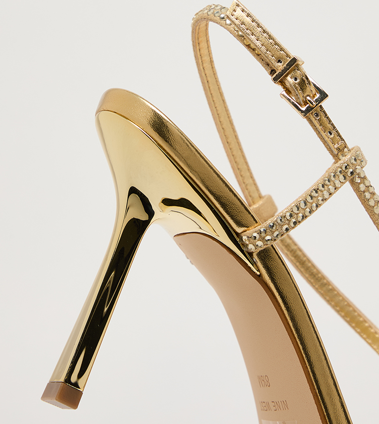 VALLAN Embellished Slingback Heeled Sandals