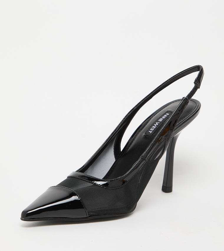 JERMAIN Mesh Peep Toe Slingback Pumps