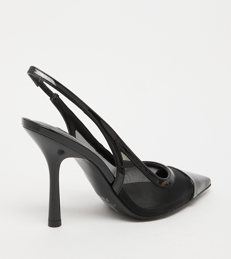 JERMAIN Mesh Peep Toe Slingback Pumps