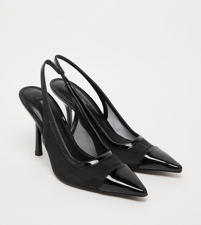 JERMAIN Mesh Peep Toe Slingback Pumps