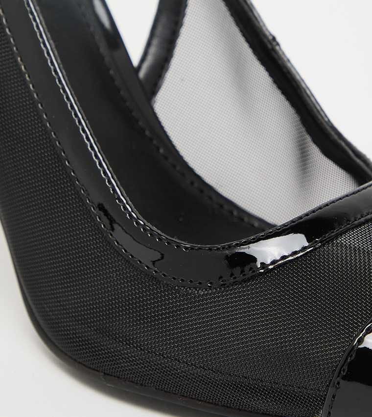 JERMAIN Mesh Peep Toe Slingback Pumps