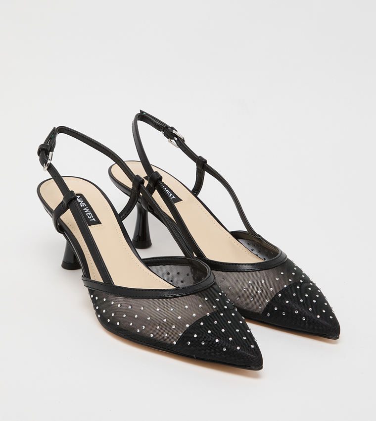 RHONDA Embellished Slingback Pumps