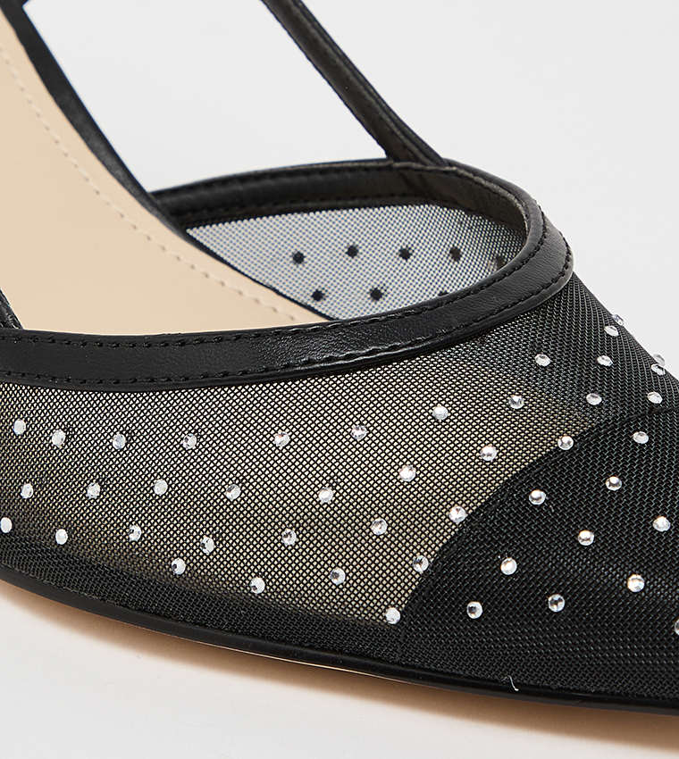 RHONDA Embellished Slingback Pumps