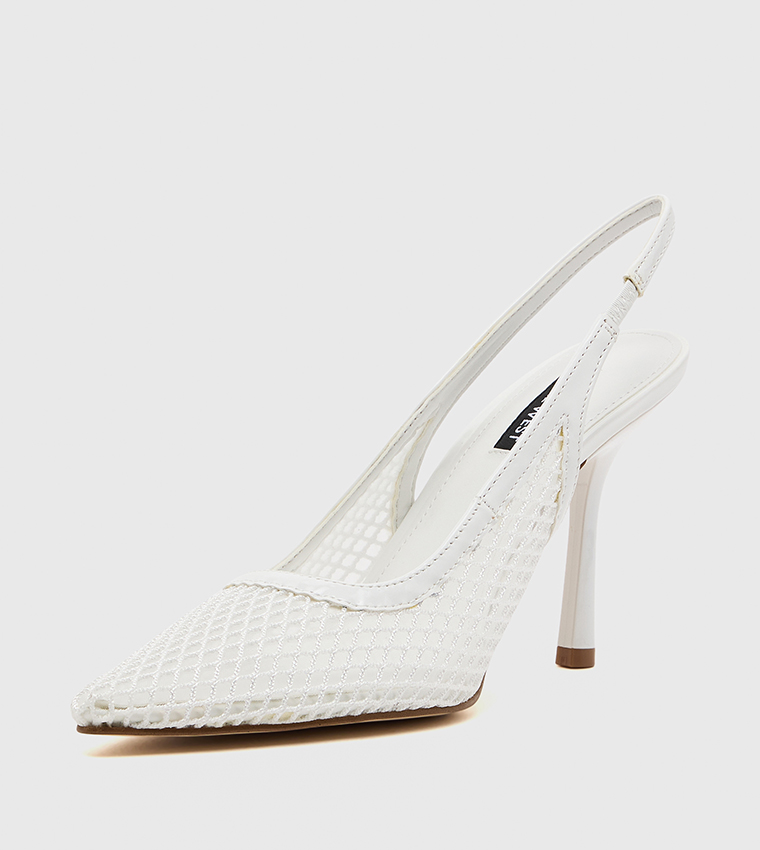 Mesh Pointed Toe Slingback Pumps