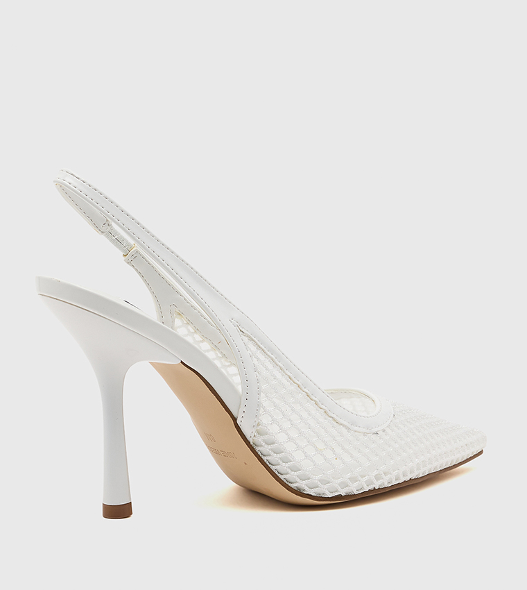 Mesh Pointed Toe Slingback Pumps