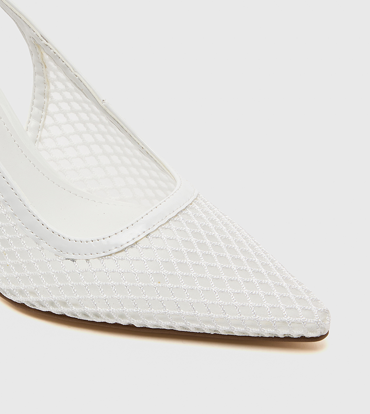 Mesh Pointed Toe Slingback Pumps