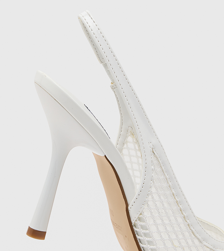 Mesh Pointed Toe Slingback Pumps
