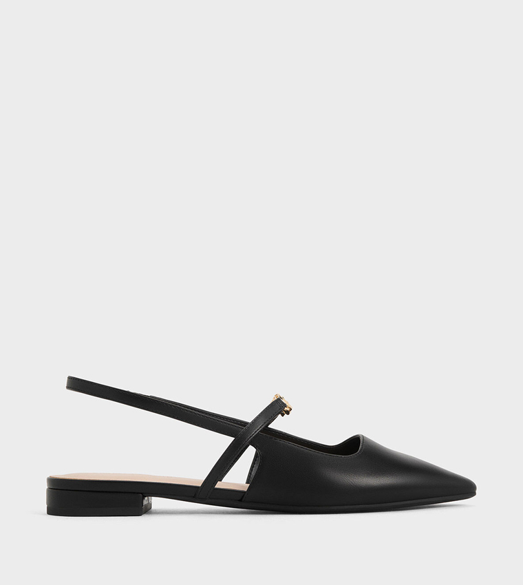 Metal Detail Slingback Flats