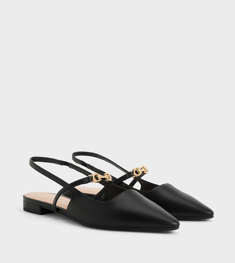Metal Detail Slingback Flats