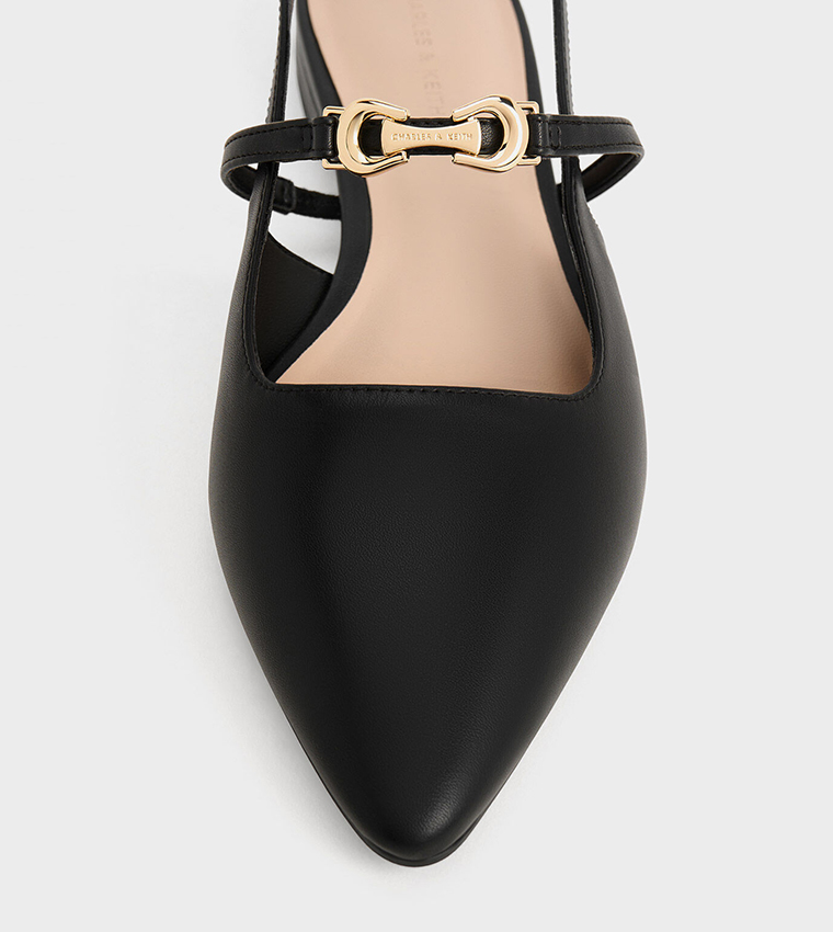 Metal Detail Slingback Flats