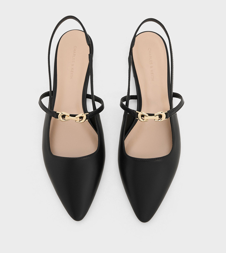 Metal Detail Slingback Flats