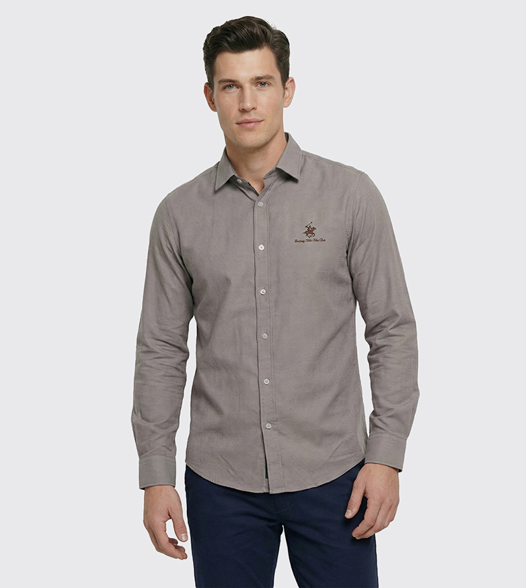 Logo Detail Long Sleeves Woven Shirt