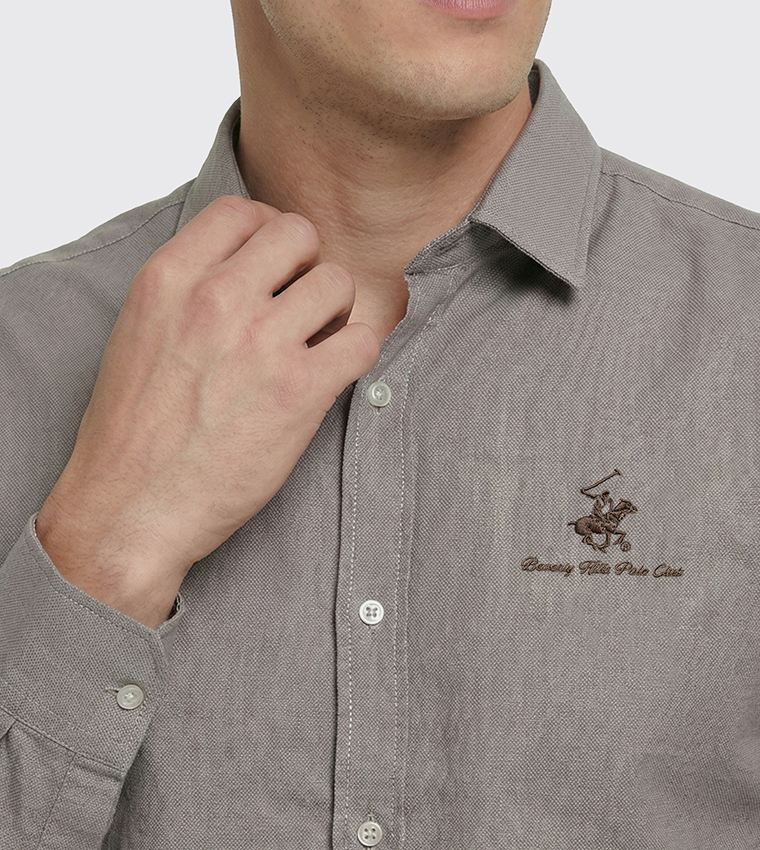 Logo Detail Long Sleeves Woven Shirt