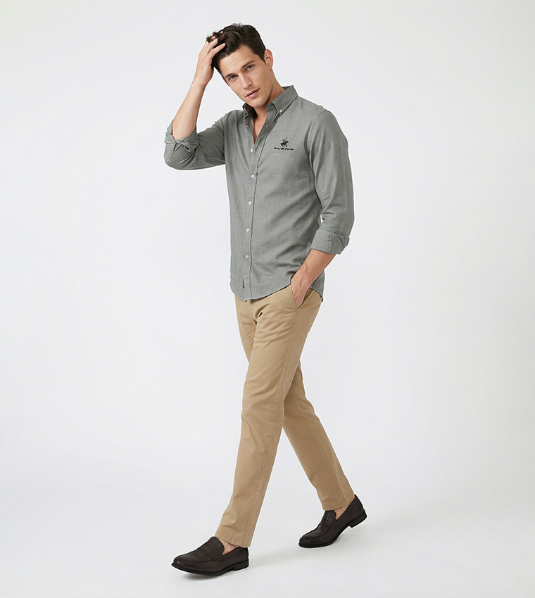 Logo Detail Long Sleeves Woven Shirt