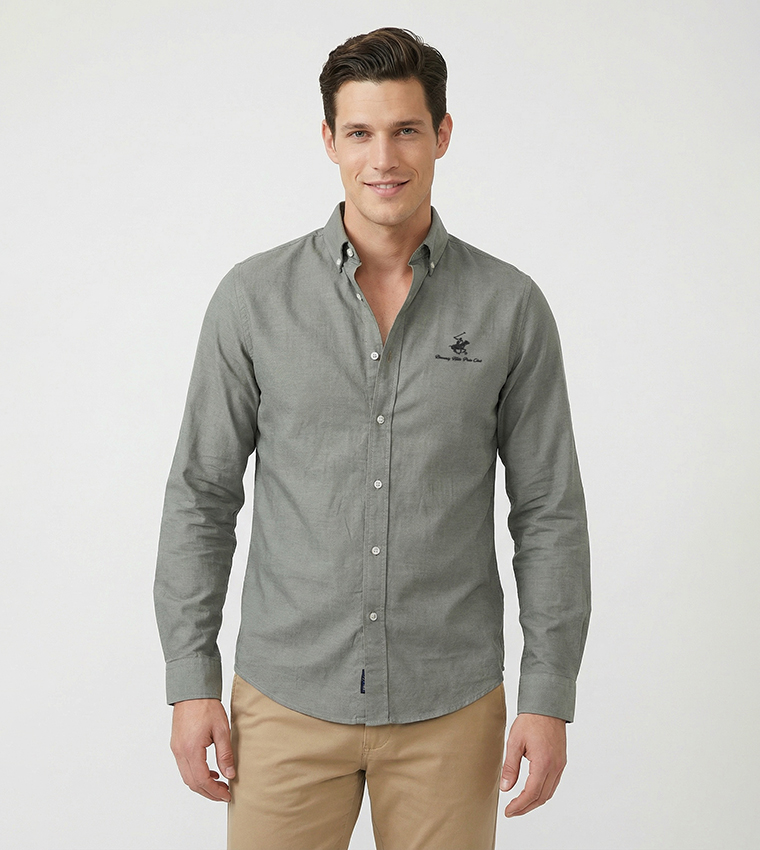 Logo Detail Long Sleeves Woven Shirt