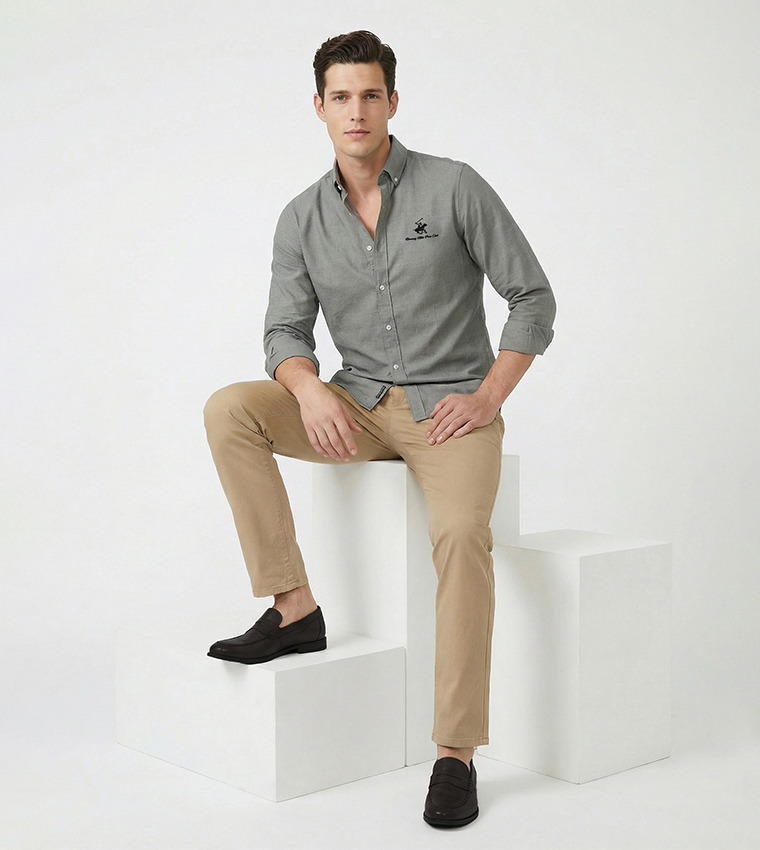 Logo Detail Long Sleeves Woven Shirt