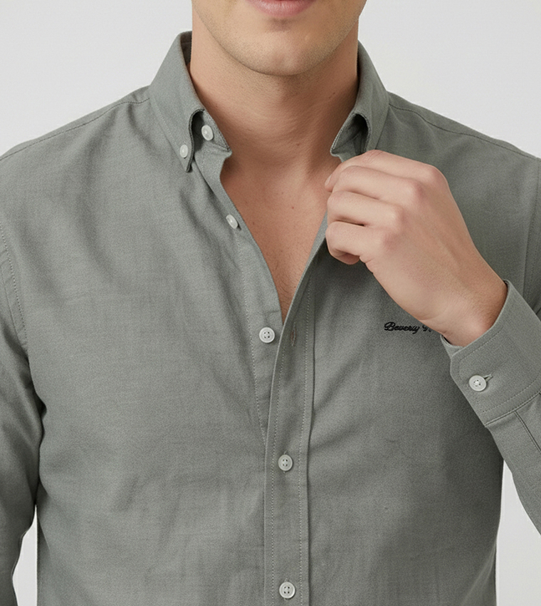 Logo Detail Long Sleeves Woven Shirt