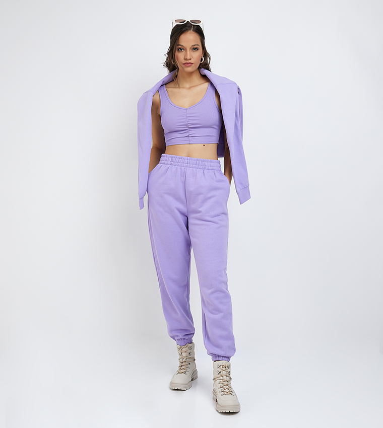 Ruched Front Crop Tank Top