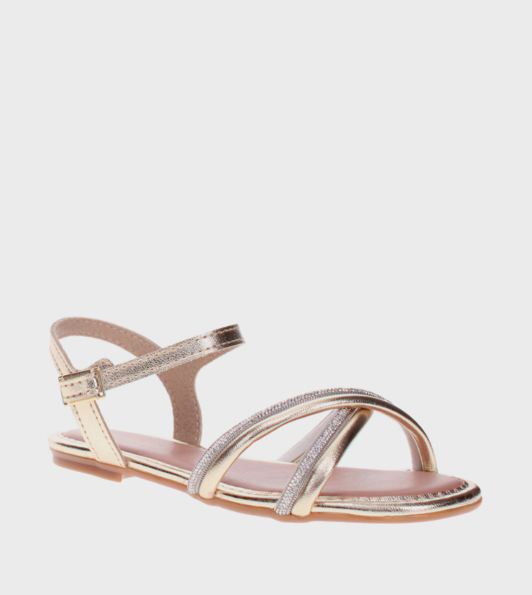 Embellished Open Toe Flat Sandals