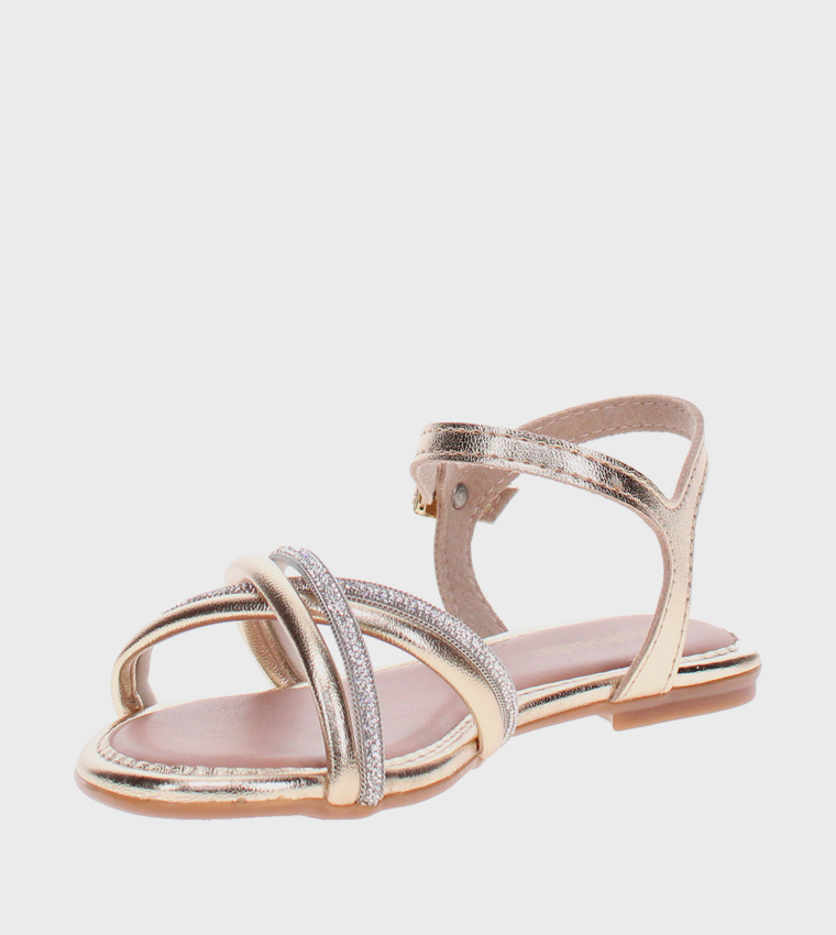 Embellished Open Toe Flat Sandals