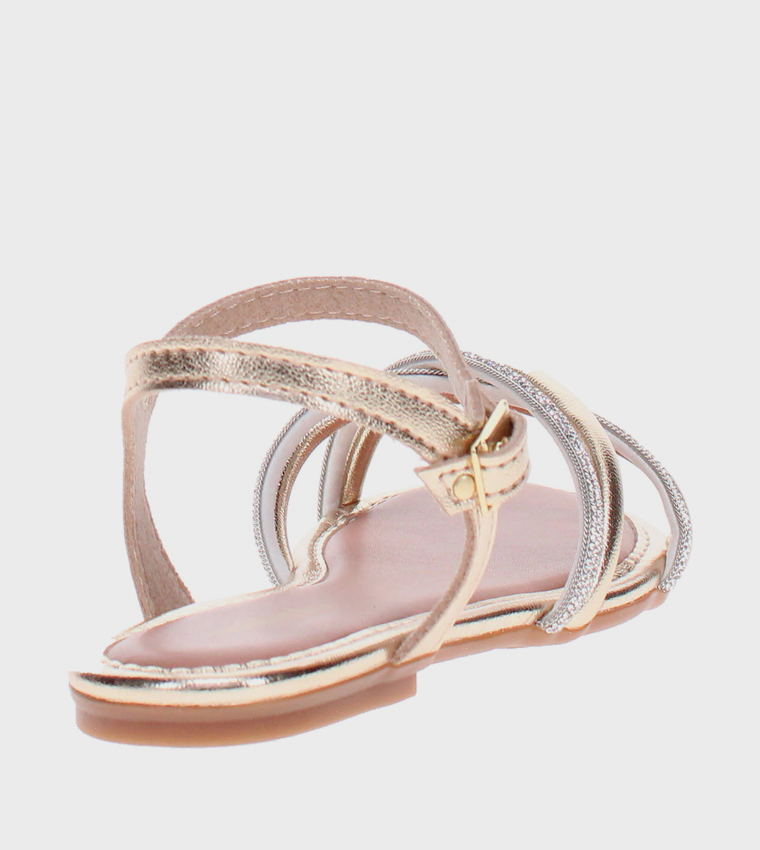 Embellished Open Toe Flat Sandals