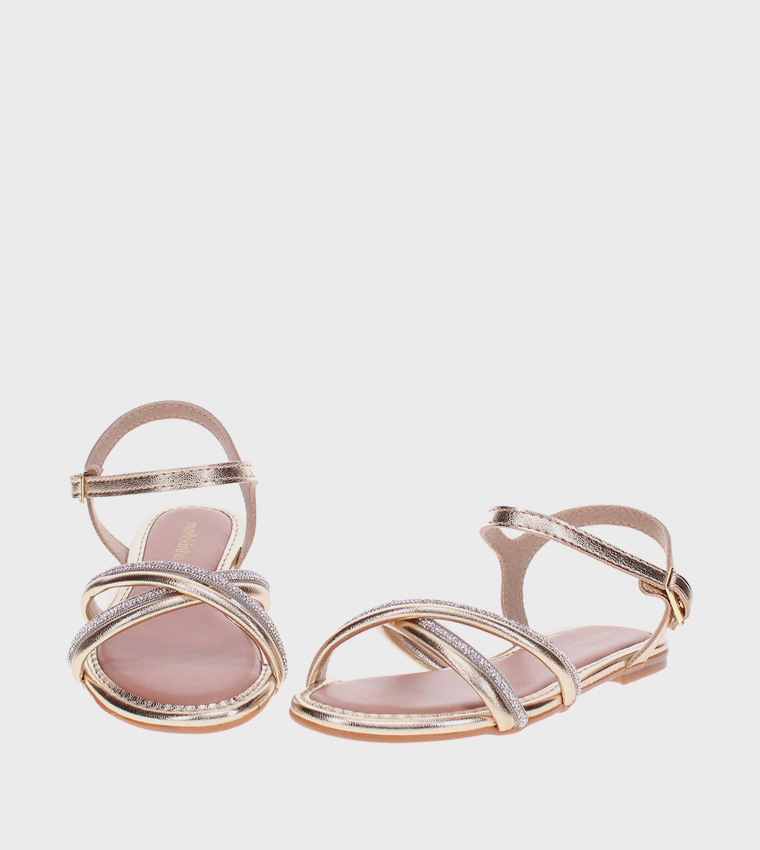 Embellished Open Toe Flat Sandals