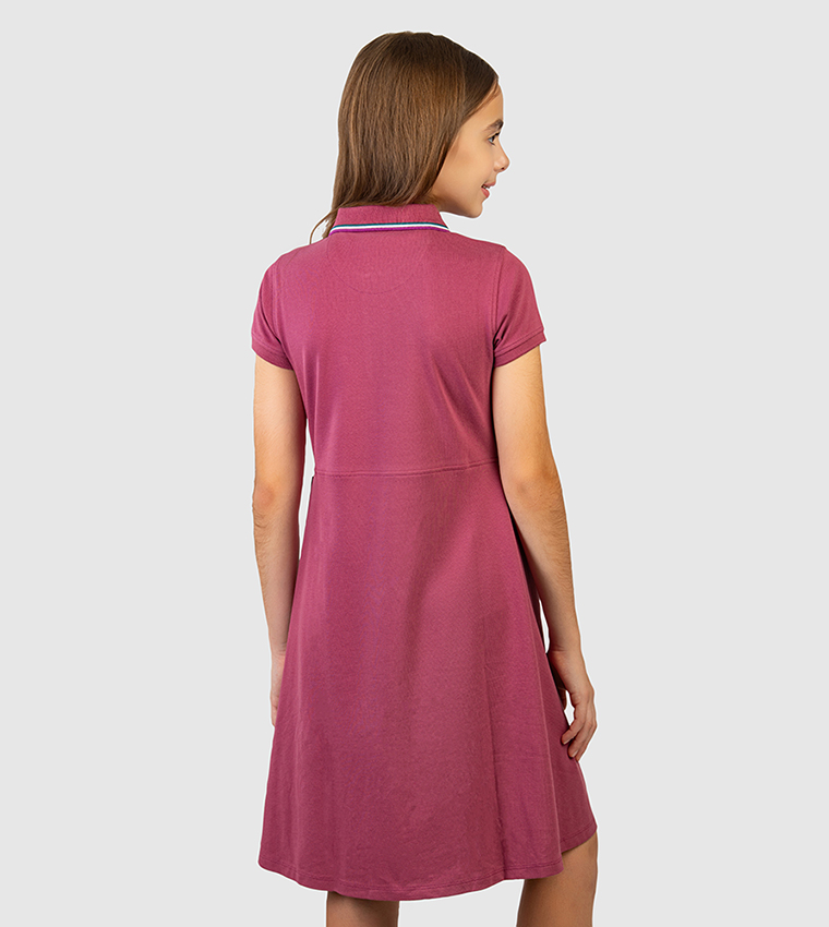 Logo Embroidered Polo Neck Mini Dress