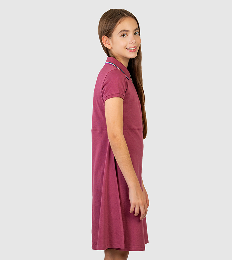 Logo Embroidered Polo Neck Mini Dress