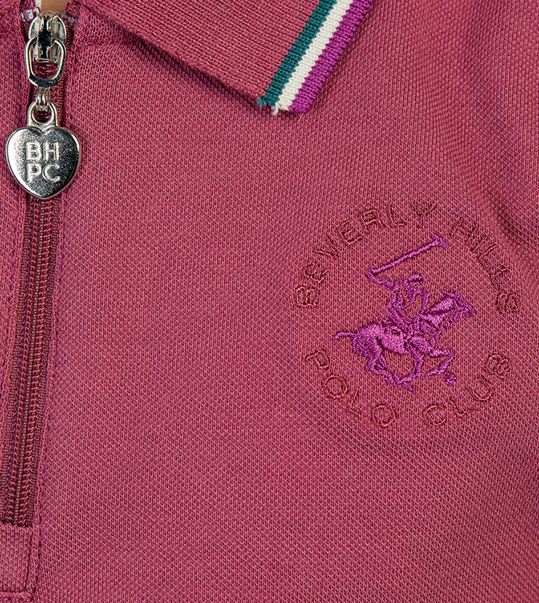 Logo Embroidered Polo Neck Mini Dress