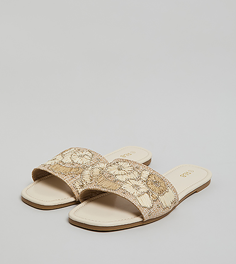 Embroidered Flat Sandals