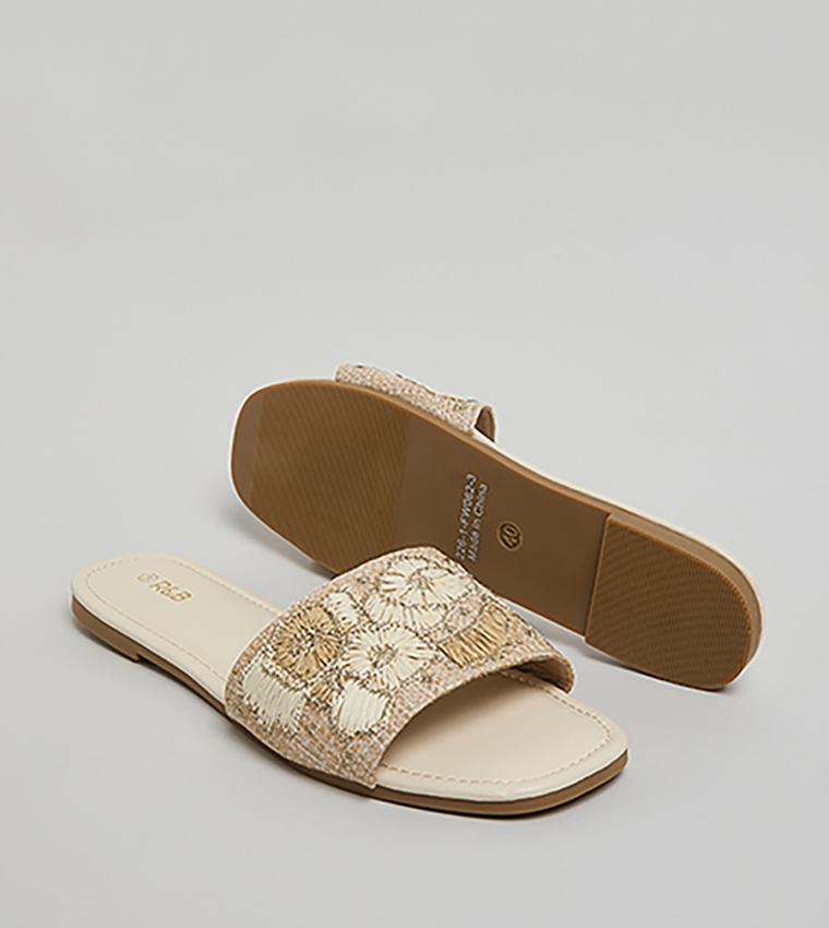 Embroidered Flat Sandals