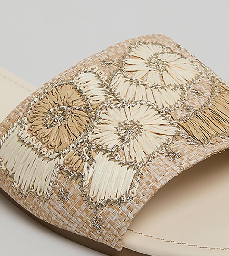 Embroidered Flat Sandals
