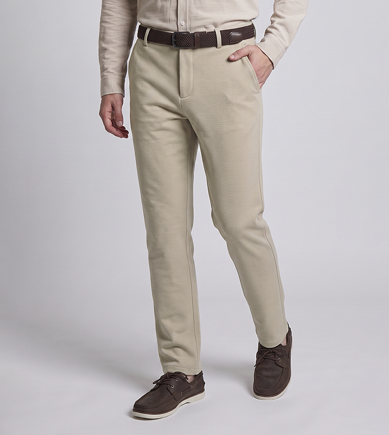 Solid Formal Pants with Button Closure
