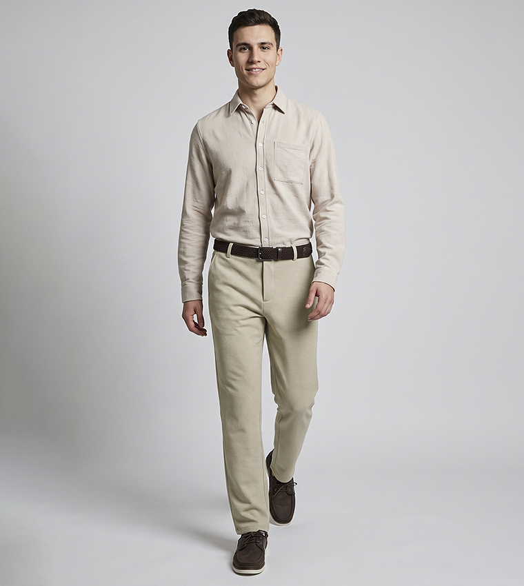 Solid Formal Pants with Button Closure