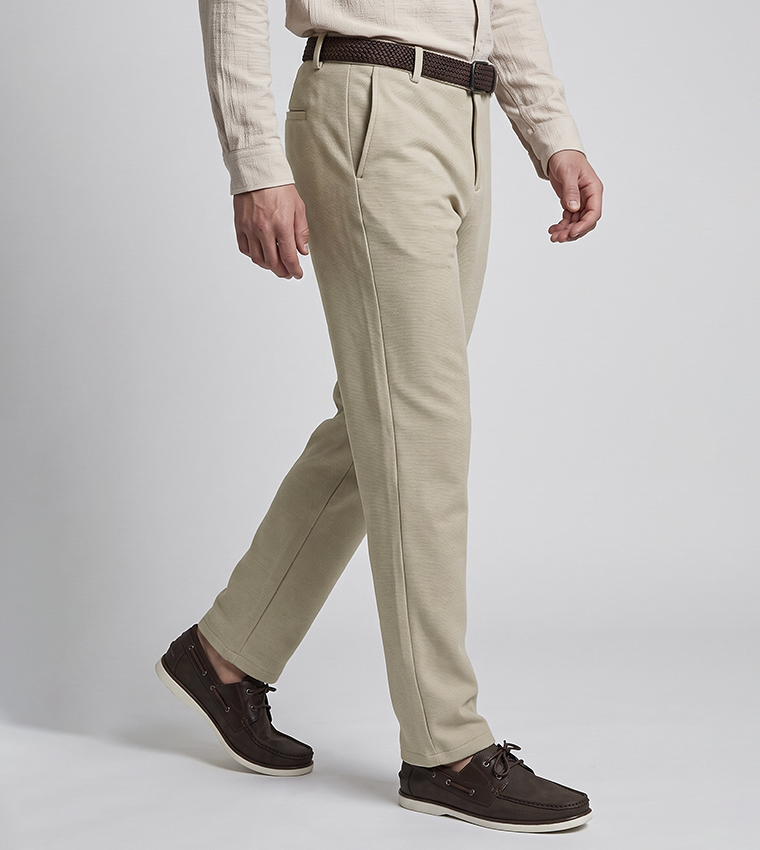 Solid Formal Pants with Button Closure