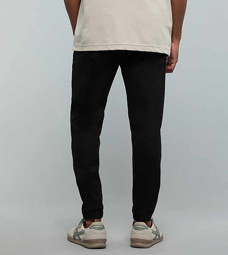 Solid Jogger Jeans with Drawstring Waist