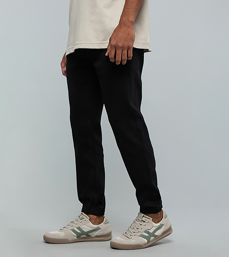 Solid Jogger Jeans with Drawstring Waist