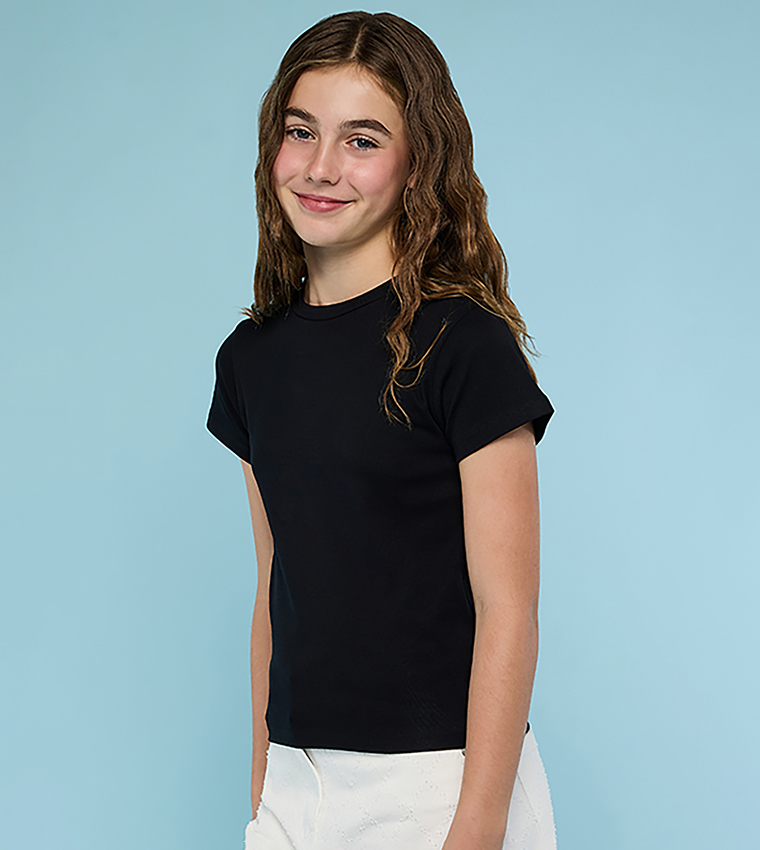 Solid T-Shirt with Crew Neck and Short Sleeves